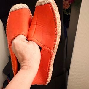 Vibrant Orange Espadrille Flats